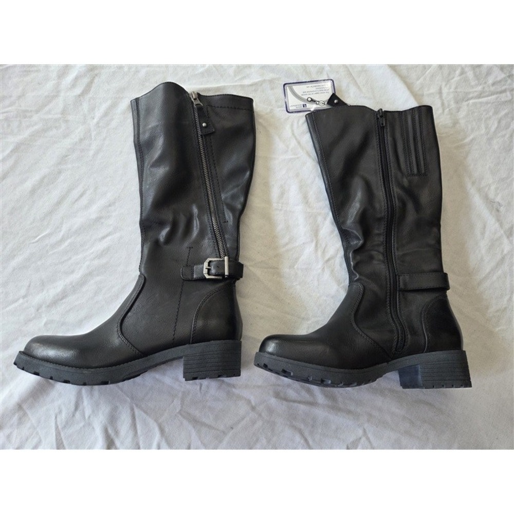 NWT White Mountain 5 Moto Knee Lug Sole Boots Black 131795